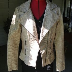 Guess Crocodile embossed Moto Jacket Animal Print